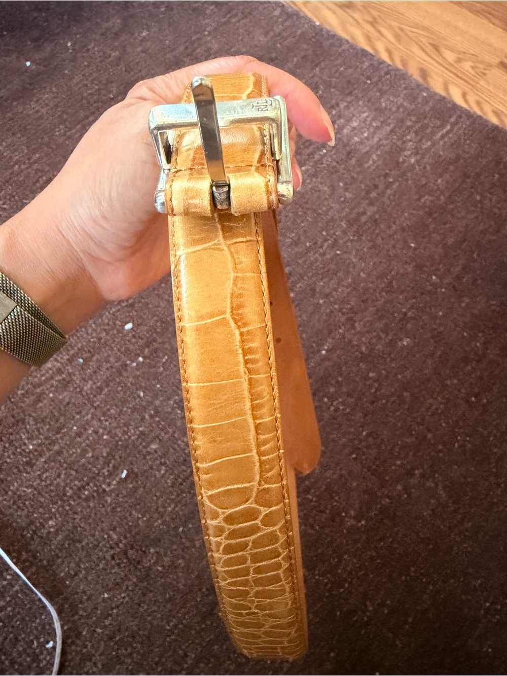 Ralph Lauren Tan Leather Belt with Silver Buckle - Picture 4 of 8